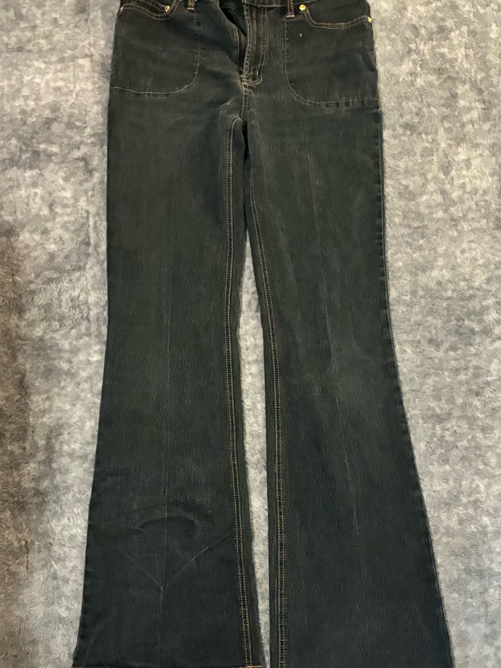 Diane Gilman Black Flare Jeans with Contrast Stitching